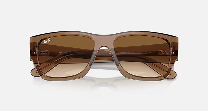 عینک آفتابی ری‌بن مدل کارلوس Carlos RB0947SF 664051 با فریم شفاف قهوه‌ای روشن