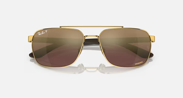 عینک آفتابی ری‌بن مدل RB3701 001/6B فریم طلایی عدسی کرومانس پلاریزه | Chromance Polarized