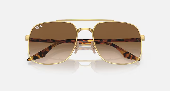 عینک آفتابی ری‌بن مدل RB3699 001/51 فریم طلایی آریستا عدسی قهوه‌ای سایه‌روشن | Original Ray-Ban