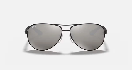 عینک آفتابی Ray-Ban RB8313 خلبانی ‌‌‌| فریم مشکی با دسته‌های فیبرکربن و عدسی پلاریزه آینه‌ای خاکستری P3 Plus