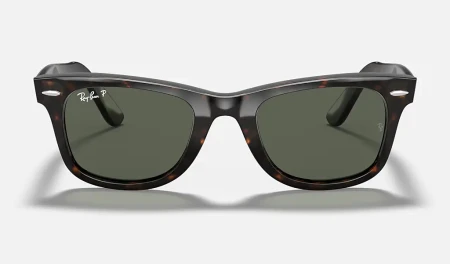 عینک آفتابی ری‌بن ویفرر پلاریزه مدل RB2140F 902/58 با فریم هاوانا و شیشه G-15 اصل