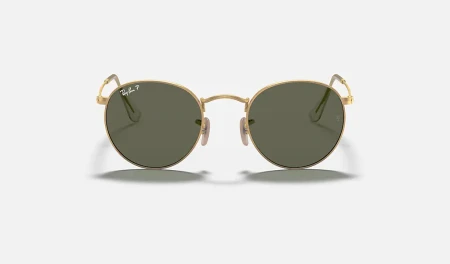 عینک آفتابی ری‌بن مدل گرد RB3447 112/58 (راند متال) فریم طلایی مات با عدسی پلاریزه سبز G-15