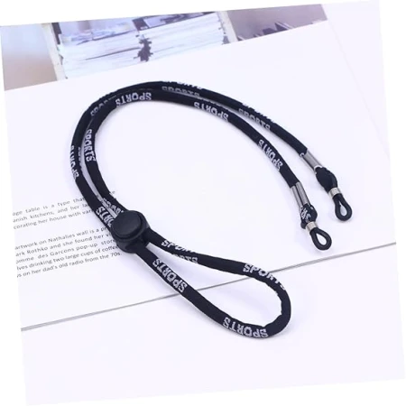 بند عینک قابل تنظیم دکمه‌ای، پلی‌استر و ضد حساسیت ورزشی مشکی و قهوه‌ای